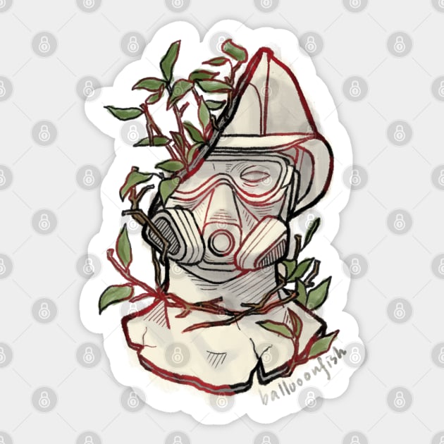 Broken freedom fighter sculpture overgrown with weed Sticker by ballooonfish